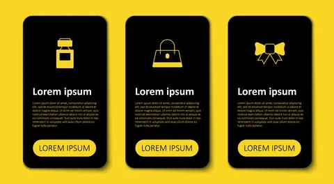 Set Gift bow, Handbag and Perfume. Business infographic template. Vector Stock Illustration