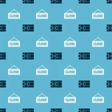 Set Gift box and Hanging sign with Closed on seamless pattern. Vector Illustrazione stock