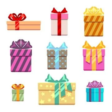 Set of gift box flat style Illustrazione stock
