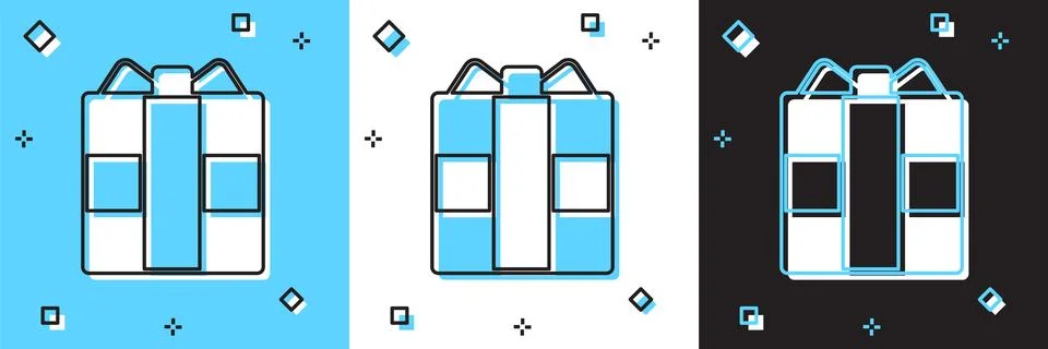 Set Gift box icon isolated on blue and white, black background. Vector 스톡 일러스트