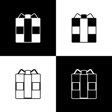 Set Gift box icon isolated on black and white background.  Vector 스톡 일러스트