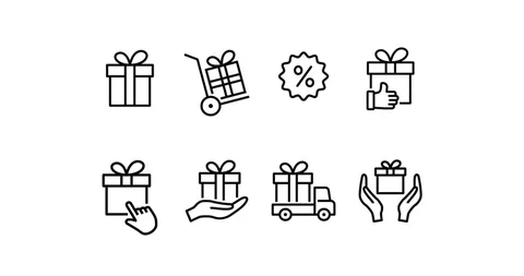 Set of gift box line icon. Stock Footage 113874653