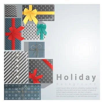 Set of gift boxes background on top view Stock Illustration