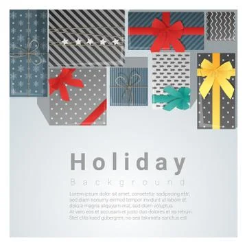 Set of gift boxes background on top view Stock Illustration
