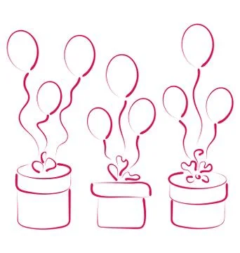Set gift boxes with balloons for your anniversary Stock Illustration