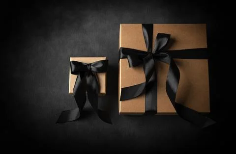 Set of gift boxes on a black background. Stock Photos