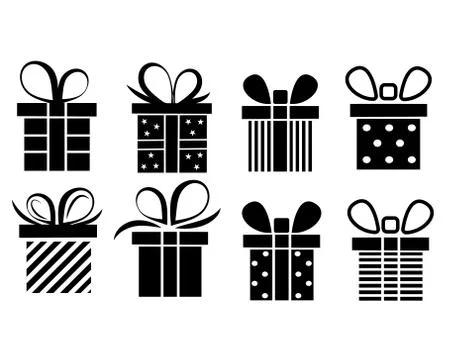 A set of gift boxes with a bow. vector Illustrazione stock