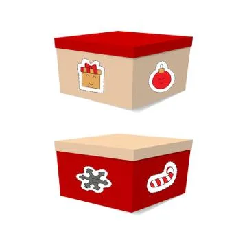 Set of gift boxes for Christmas. Red white collection. Stock Illustration