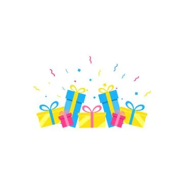 Set of gift boxes with confetti Stock Illustration