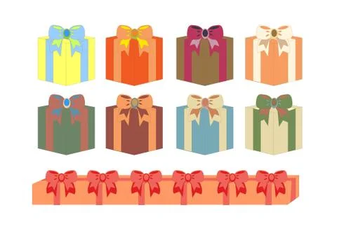 Set of gift boxes in different colors Stock Illustration