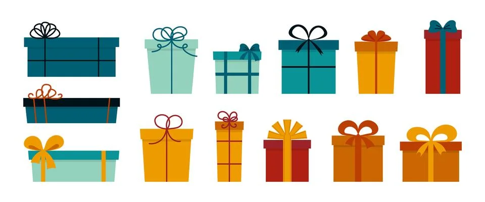 Set of gift boxes isolated on white background. Gift box icon. Design eleme.. Stock Illustration