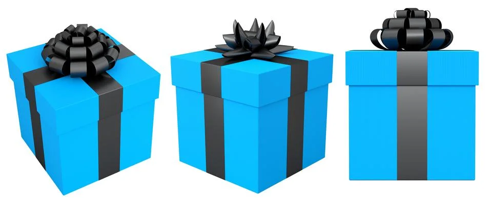 Set of gift boxes with shiny decorative bows, isolated on white background, s Stock Illustration