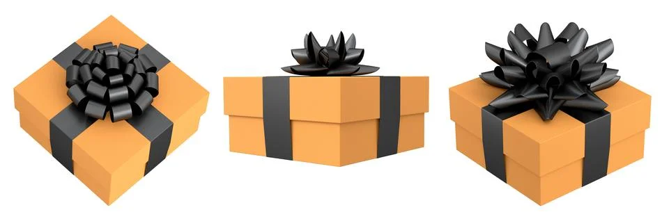 Set of gift boxes with shiny decorative bows, isolated on white background, s Stock Illustration