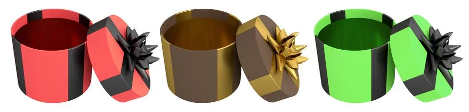Set of gift boxes with shiny decorative bows, isolated on white background,.. イラスト素材