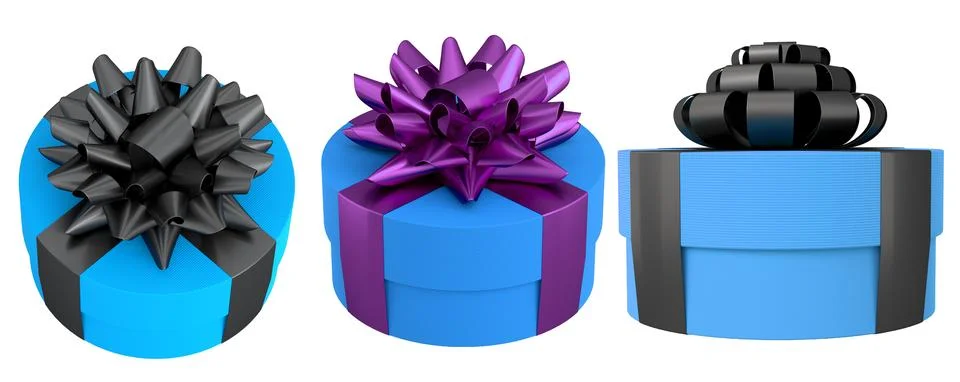 Set of gift boxes with shiny decorative bows, isolated on white background,.. 스톡 일러스트