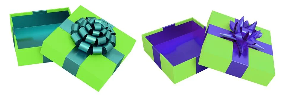 Set of gift boxes with shiny decorative bows, isolated on white background,.. 스톡 일러스트