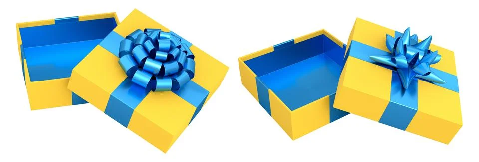 Set of gift boxes with shiny decorative bows, isolated on white background,.. 스톡 일러스트