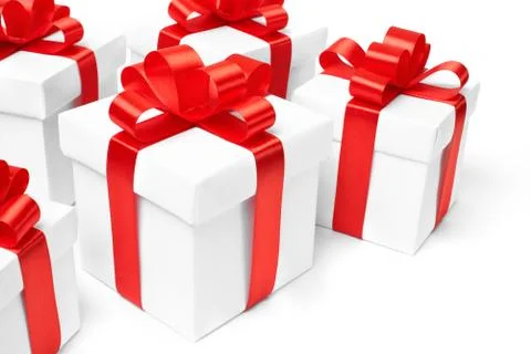 Set of gift boxes with a tape Stock Photos