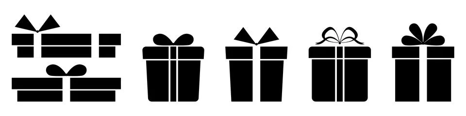 Set of gift boxes in trendy flat style isolated on white background. Silhou.. Stock Illustration