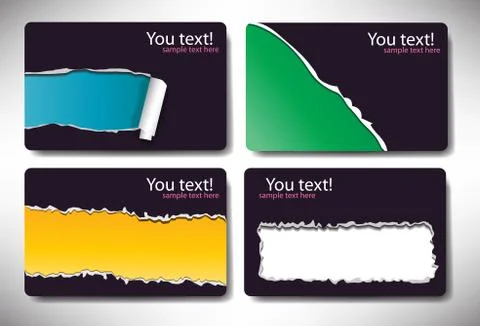 Set of gift cards with torn paper Stock Illustration