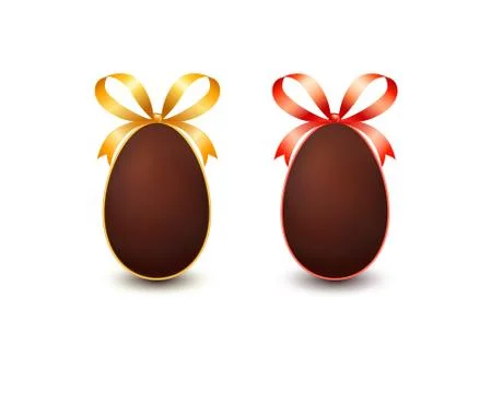 Set of gift chocolate easter eggs with bows isolated on white background Stock Illustration