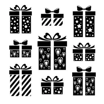 Set gift icons Collection of vector gift box signs Illustrazione stock