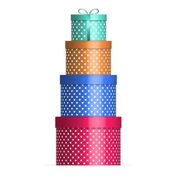 Set of gift multicolored boxes, 3D vector illustration. Stock Illustration