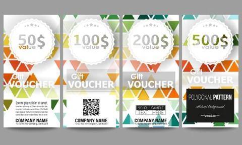 Set of gift voucher templates. Abstract colorful business background, modern Stock Illustration