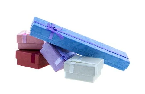 Set of giftbox square and long assorted gifts on isolated background 스톡 사진