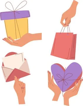 A set of gifts in your hands. Stock Illustration