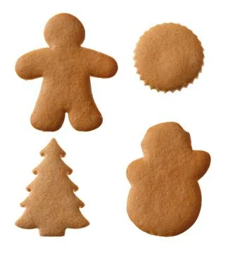Set of ginger cookies without decorations isolated on white background. Foto stock