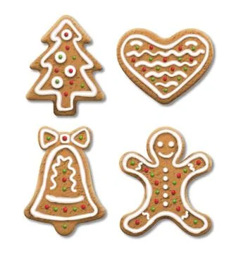 Set of Gingerbread Christmas Cookies Isolated on White Stock-Illustration