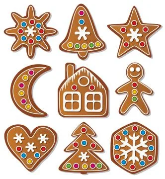 Set of gingerbread cookies Stock Illustration