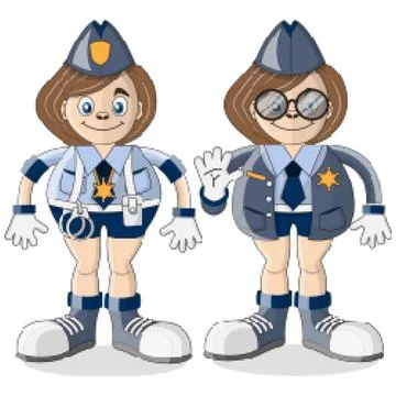 Set of girls cops. イラスト素材