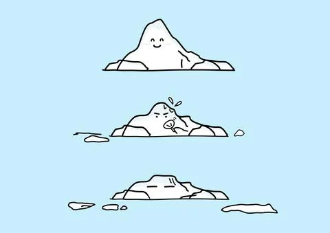 Set of glacier cartoon vector isolated on plane background 01 Stock Illustration
