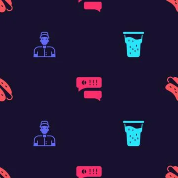 Set Glass of beer, Baseball player, Speech bubble chat baseball and Hotdog Stock Illustration