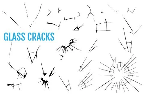 Set of glass crack. Set to simulate cracks and holes in the glass. Stock-Illustration