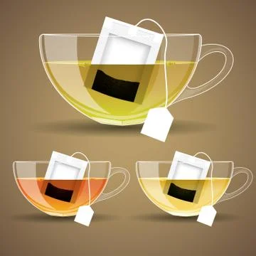 Set of glass cup with tea Stock Illustration