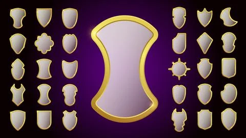 Set of glass glossy shield. Vector illustration. Stock-Illustration