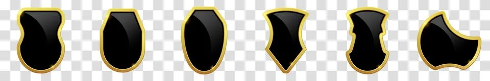 Set of glass glossy shield. Vector illustration. Transparent background. Stock Illustration