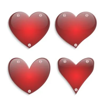 Set of glass hearts Illustrazione stock