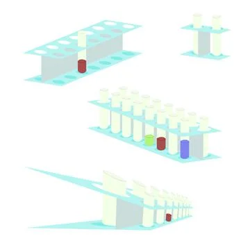 A set of glass test tubes on the stand Иллюстрация