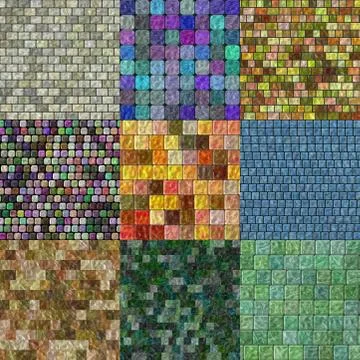 Set of glass tiles seamless generated textures Stock Illustration