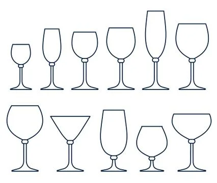 Set of glasses for alcoholic drinks Stock Illustration
