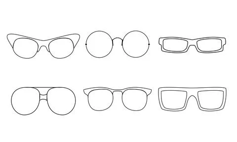 Set of glasses in doodle style. Stock Illustration