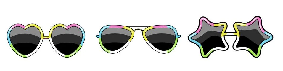 Set of glasses with a frame of different shapes of the color Stock Illustration