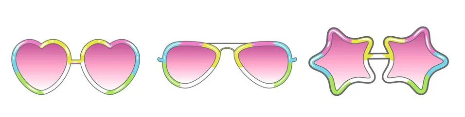 Set of glasses with a frame of different shapes of the color Stock-Illustration