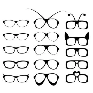 Set of glasses frame in fancy style Stock Illustration