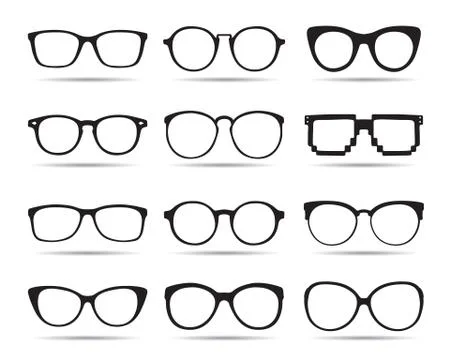 A set of glasses isolated. Vector Icons. Illustrazione stock