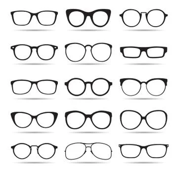 A set of glasses isolated. Vector Icons. Illustrazione stock